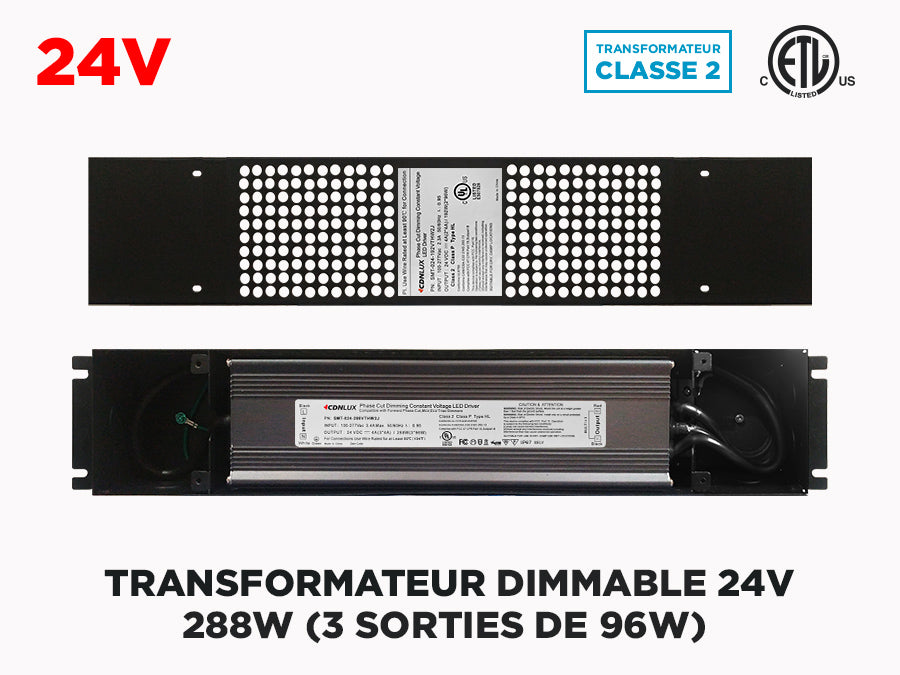 Dimmable 24V 288W (3 X 96W) Constant Voltage LED Driver (Class 2)